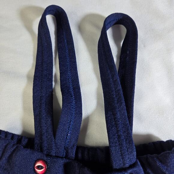 Mothercare Vintage Boy's Suspender Pants 30 Month Navy Blue 1960s 11" Inseam - Picture 9 of 11